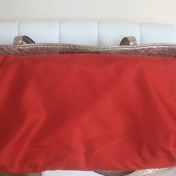 NWT Anne Klein Gold Tan Cream Tote with Orange lining - Picture 11 of 16